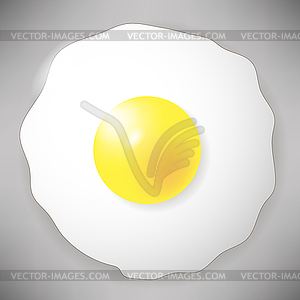 Fried Egg Icon on Grey. Top View - vector clipart