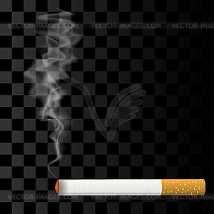 Горящей сигареты на клетчатый фон - векторизованное изображение клипарта