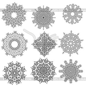 Round Geometric Ornaments Set - vector image