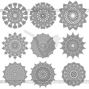 Round Geometric Ornaments Set - vector clipart