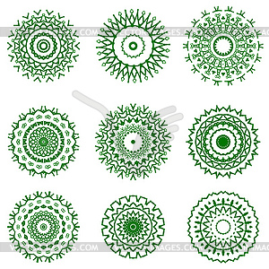 Round Geometric Ornaments - vector clip art