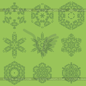 Round Geometric Ornaments Set - vector clipart