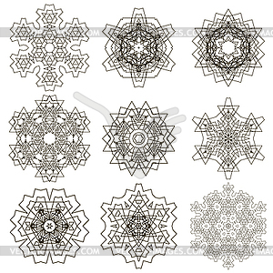 Round Geometric Ornaments Set - vector image