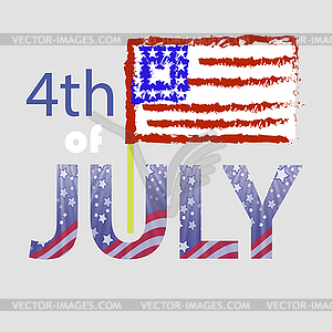 День независимости США. Американский флаг 4 июля - цветной векторный клипарт