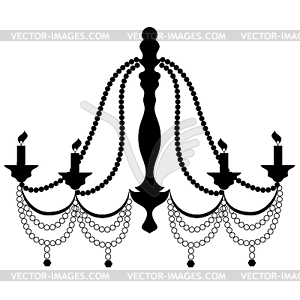 Retro Cryctal Chandelier with Candles Silhouette - vector image