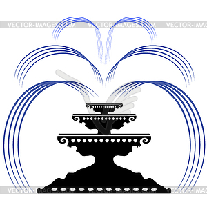 Ретро фонтан Силуэт Иконка - векторное изображение