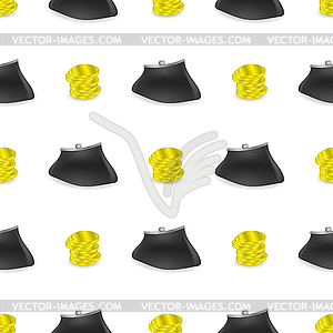 Yellow Coins Pattern. Money Wallet - vector image