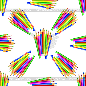 Colorful Pencils Seamless Pattern - vector image