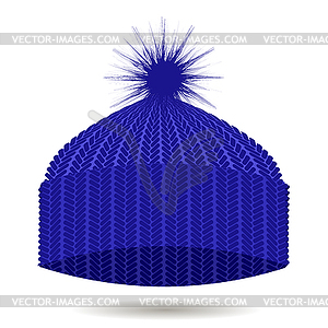 Blue Knitted Cap . Winter Hat - vector image