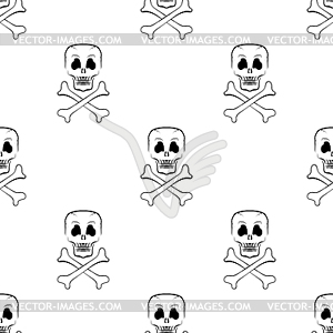 Skull Cross Bones Seamless Pattern - vector clip art