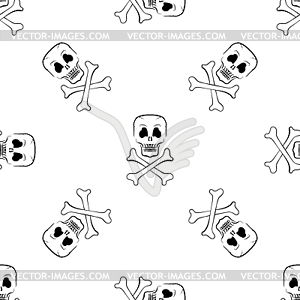 Skull Cross Bones Seamless Pattern - vector image