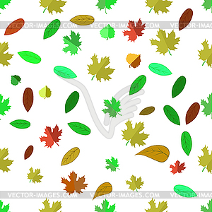Seamless Different Leaves Pattern - vector clip art