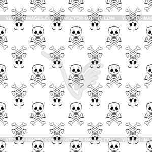 Skull Cross Bones Seamless Pattern - vector clip art