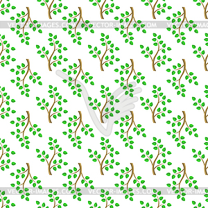 Зеленый мультяшный листья деревьев Бесшовные фона - клипарт Royalty-Free