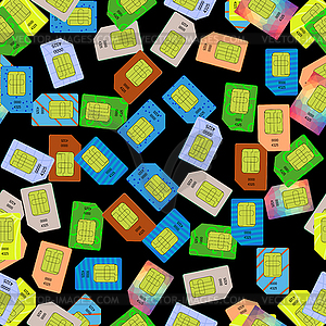 SIM Cards Seamless Pattern - color vector clipart