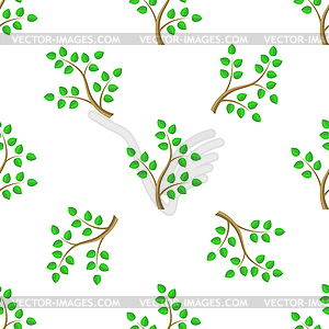 Green Cartoon Tree Leaves Seamless Background - vector clip art