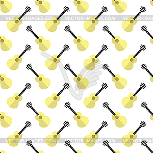 Guitar Silhouette Seamless Background - vector image