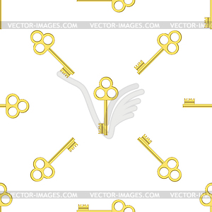 Seamless Gold Key Pattern - vector clipart