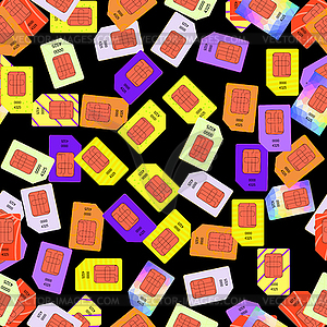 SIM Cards Seamless Pattern - color vector clipart
