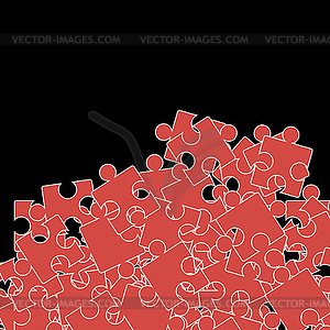 Set of Red Puzzle. Jigsaw Pattern - vector clipart