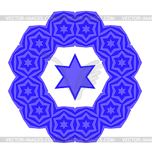 Blue David Star Jewish Symbol of Religion - vector image