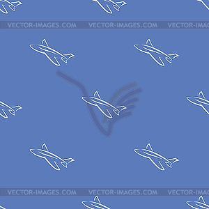 Seamless Aircraft Blue Background - vector clipart