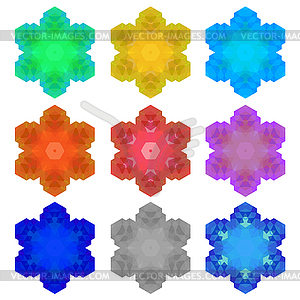 Set of Colorful Snowflakes - vector image