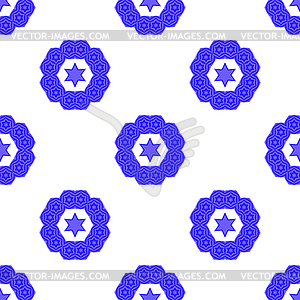 Blue David Star Seamless Background - vector clipart