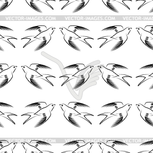 Flying Swallow Seamless Pattern. Bird Background - vector clip art