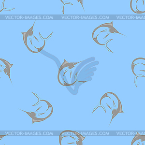 Marlin Fish Seamless Pattern - vector image