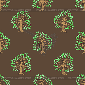 Green Tree Seamless Pattern - vector image