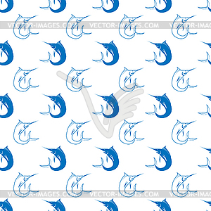 Set of Fish. Marlin Seamless Pattern - vector image