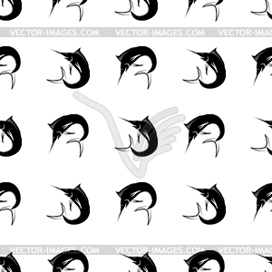 Set of Fish. Marlin Seamless Pattern - vector clipart