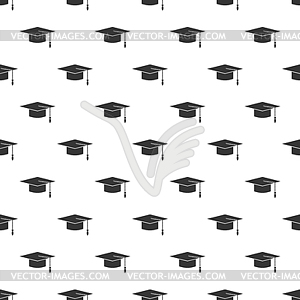 Graduation Cap Seamless Pattern - vector image