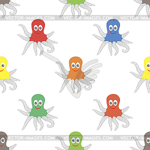 Octipus Animal Seamless Pattern - vector image