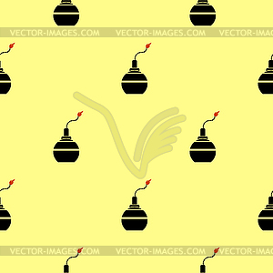 Bomb Silhouettes Seamless Pattern - vector image