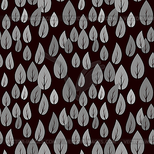 Autumn Grey Leaves Seamless Pattern - vector image