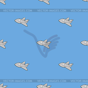 Seamless Aircraft Blue Background - color vector clipart