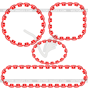 Набор различных рамок красный телефон - иллюстрация в векторном формате