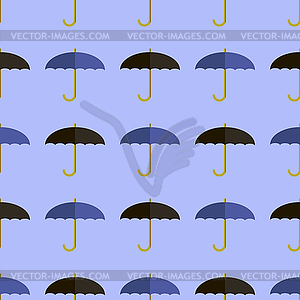 Black Blue Umbrella Seamless Pattern - vector clipart