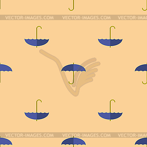 Blue Umbrella Seamless Pattern - vector image