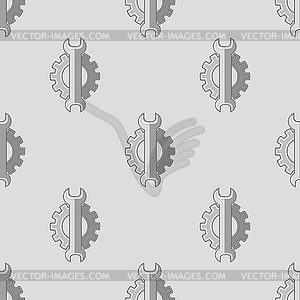 Set of Metallic Wrench Grey Seamless Pattern - vector clipart / vector image