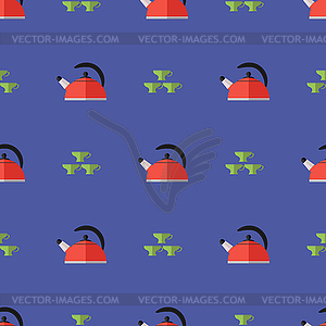 Kitchen Kettle Seamless Pattern - vector clipart