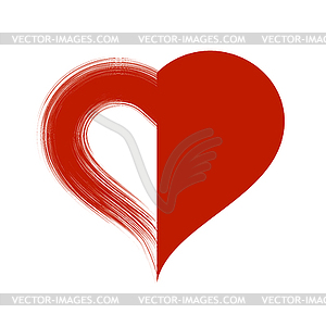 Grunge Red Heart Icon - vector clipart