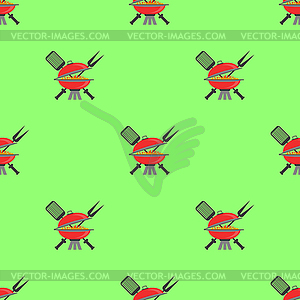 Barbeque Icon Seamless Pattern. Grill Background - vector clipart