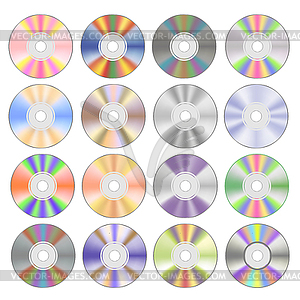 Set of Colorful Different Compact Discs - vector clipart / vector image