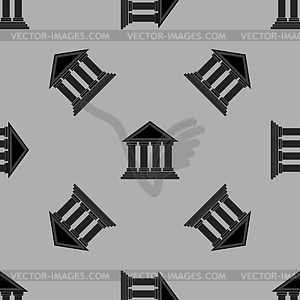 Greek Temple Icon Seamless Pattern - vector clip art