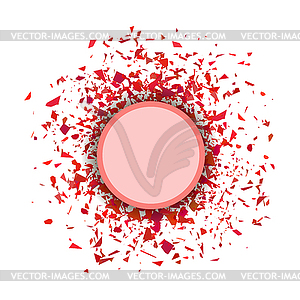 Red Confetti Round Banner. Set of Particles - vector clip art