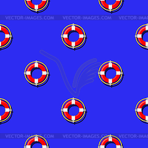 Lifebuoy Icon Nautical Pattern - vector image