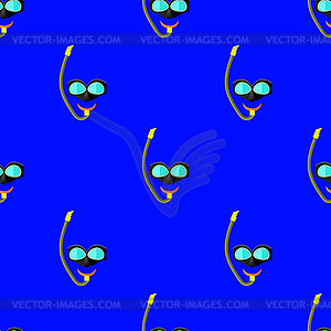 Diving Mask Icon Seamless Pattern - vector image